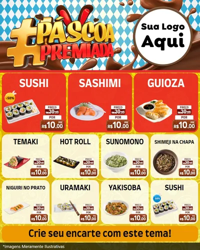 Modelo de Rede Social para Feed Instagram com o tema Páscoa Premiada para Comida japonesa