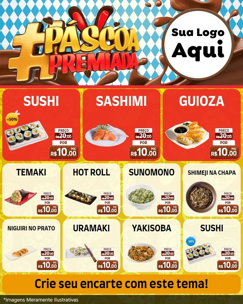 Modelo de Rede Social para Feed Instagram com o tema Páscoa Premiada para Comida japonesa