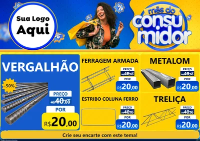 Modelo de Encarte para Encarte A4 Horizontal com o tema Mês do Consumidor para Ferragens