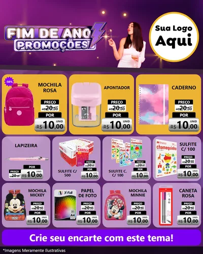 Modelo de Rede Social para Feed Instagram com o tema Fim de Ano Promoções para Papelaria