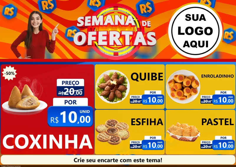 Modelo de Encarte para Encarte A4 Horizontal com o tema Semana de Ofertas para Salgadaria