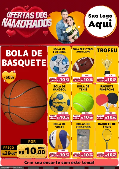 Modelo de Encarte para Encarte A4 Vertical com o tema Ofertas Dos Namorados para Artigos Esportivos