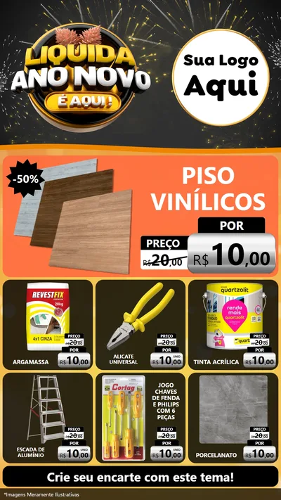 Modelo de Rede Social para Stories com o tema Liquida Ano Novo É Aqui! para Material para Construção