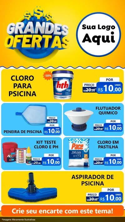 Modelo de TV para TV Vertical com o tema Grandes Ofertas para Produtos para Piscina