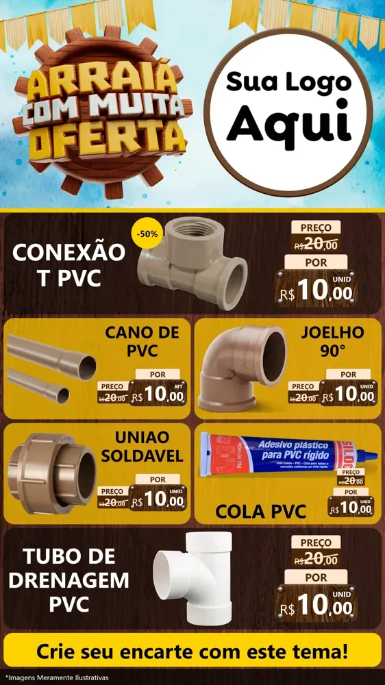 Modelo de TV para TV Vertical com o tema Ofertas de São João - Junina para Tubos e conexões