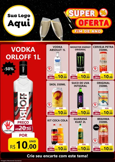 Modelo de Encarte para Encarte A4 Vertical com o tema Super Oferta Fim de Ano para Distribuidora de bebidas