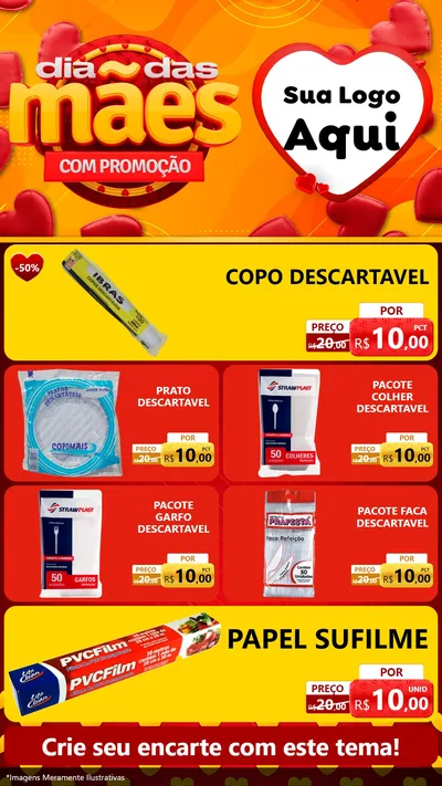 Modelo de TV para TV Vertical com o tema Dia das Mães com Promoção para Embalagens