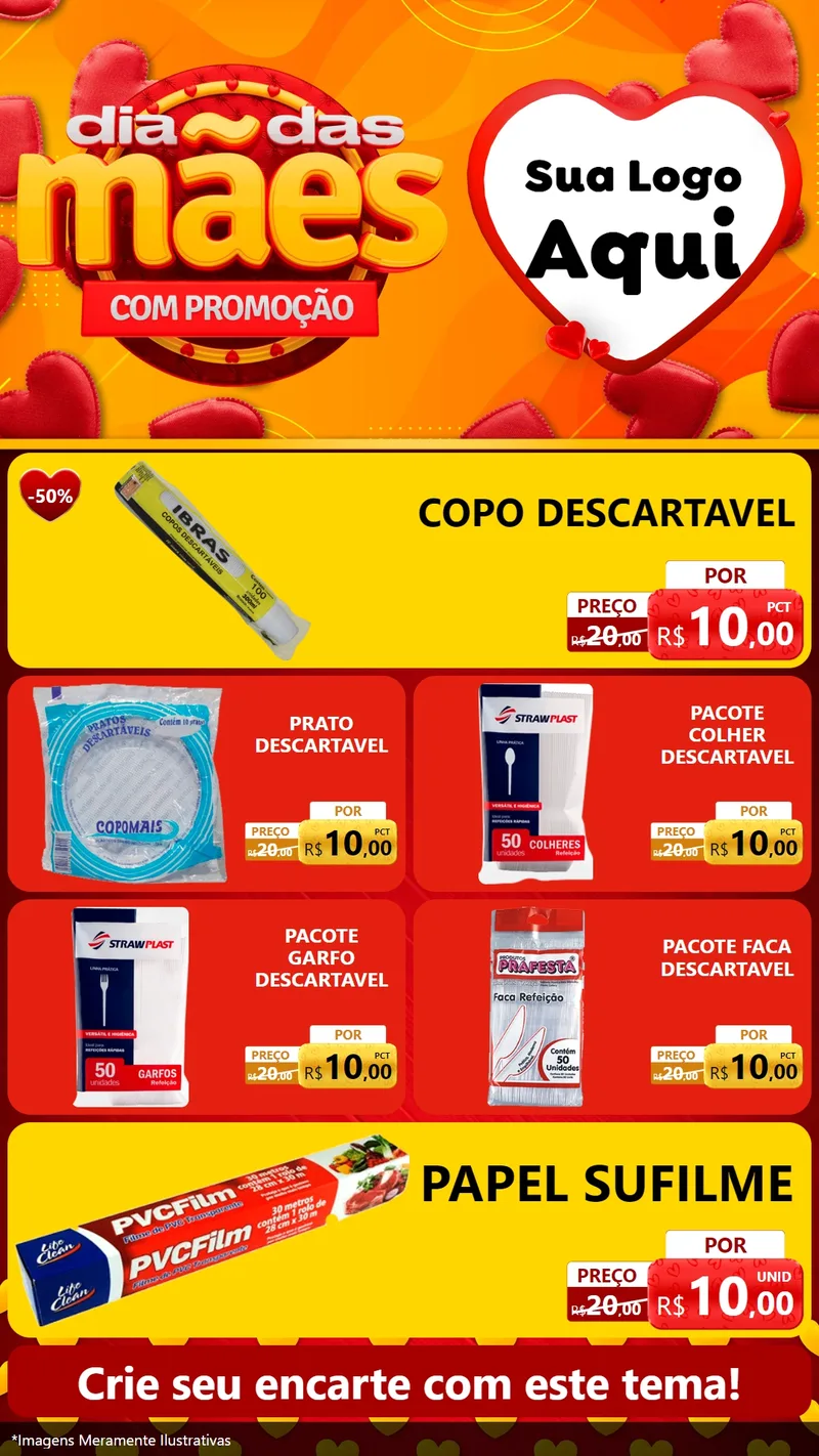 Modelo de TV para TV Vertical com o tema Dia das Mães com Promoção para Embalagens