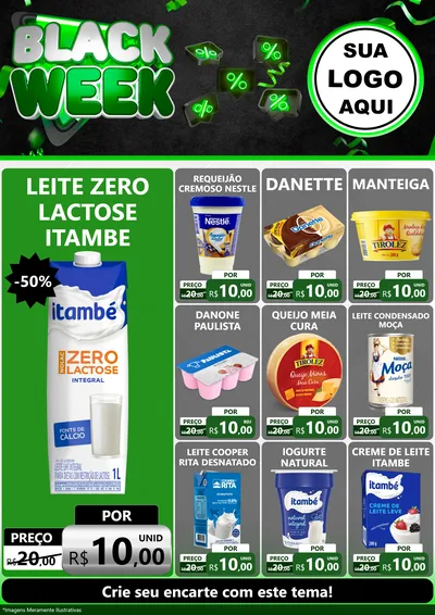 Modelo de Encarte para Encarte A4 Vertical com o tema Black Week para Frios e Laticínios