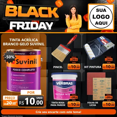 Modelo de Rede Social para Feed Facebook com o tema Black Friday para Tintas e Ferramentas