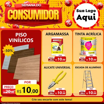 Modelo de Rede Social para Feed Facebook com o tema Semana do Consumidor para Material para Construção
