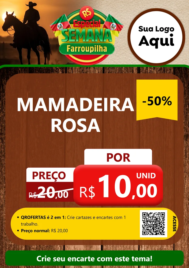 Modelo de Cartaz para Cartaz A4 Vertical com o tema Especial Semana Farroupilha para Bebês