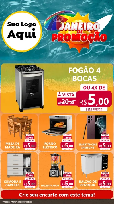 Modelo de Rede Social para Stories com o tema Janeiro de Promoção para Móveis e Eletro