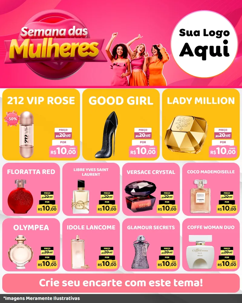 Modelo de Rede Social para Feed Instagram com o tema Semana das Mulheres para Perfumes