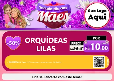 Modelo de Cartaz para Cartaz A4 Horizontal com o tema Sorteio Dia das Mães para Floricultura e jardim