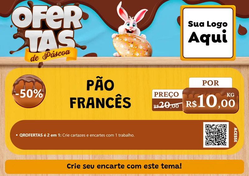 Modelo de Cartaz para Cartaz A4 Horizontal com o tema Ofertas de Páscoa para Padaria