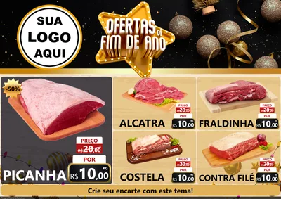 Modelo de Encarte para Encarte A4 Horizontal com o tema Ofertas de Fim de Ano para Açougue