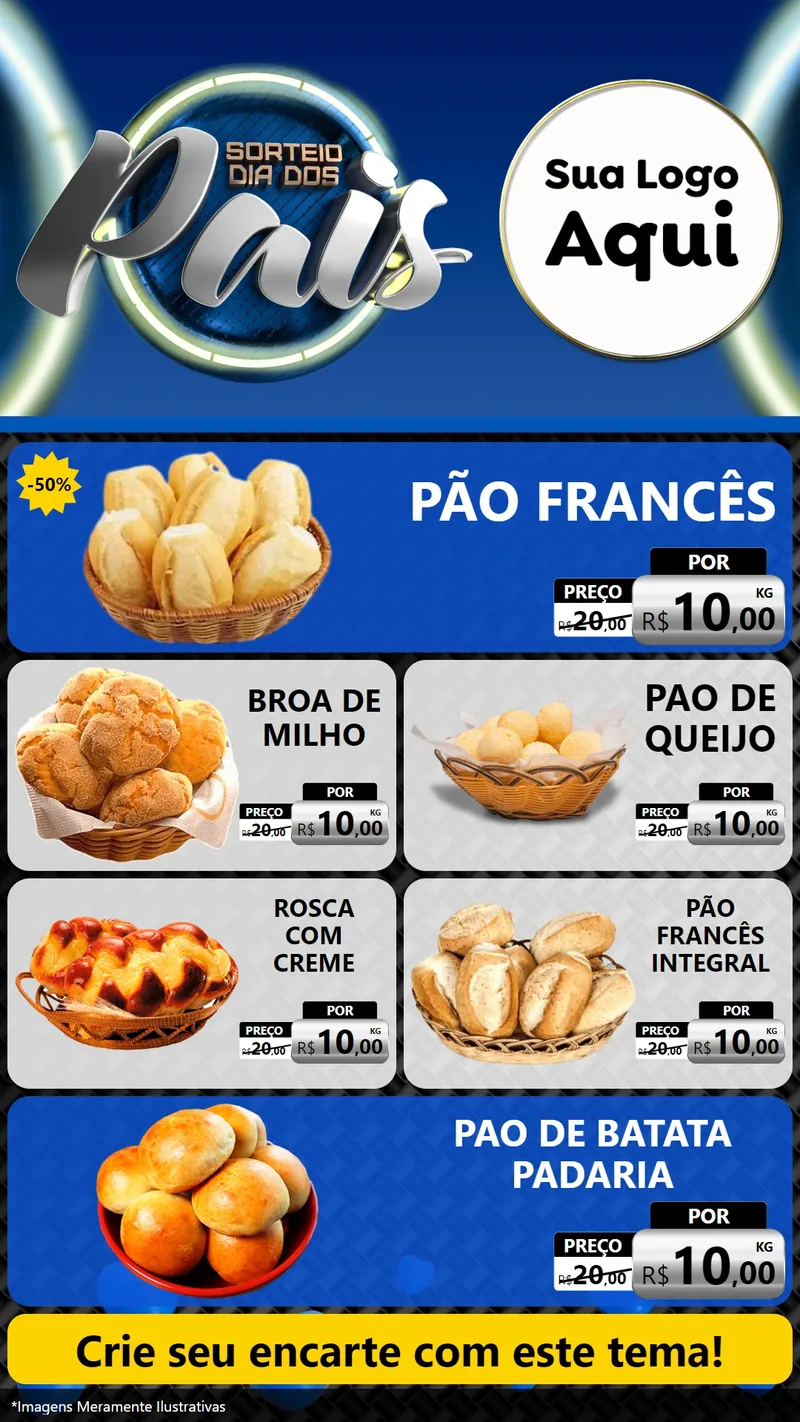Modelo de TV para TV Vertical com o tema Sorteio Dia Dos Pais para Padaria