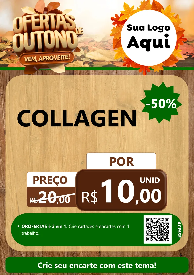Modelo de Cartaz para Cartaz A4 Vertical com o tema Ofertas de Outono - Vem, Aproveite! para Suplementos alimentares