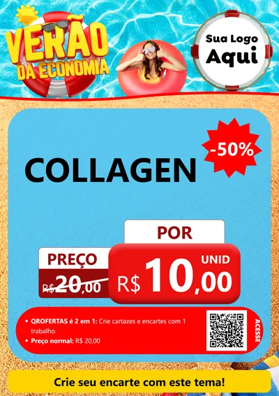 Modelo de Cartaz para Cartaz A4 Vertical com o tema Verão da Economia para Suplementos alimentares