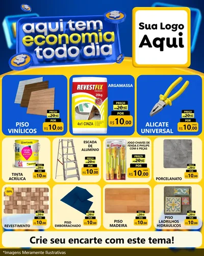 Modelo de Rede Social para Feed Instagram com o tema Aqui Tem Economia Todo Dia para Material para Construção