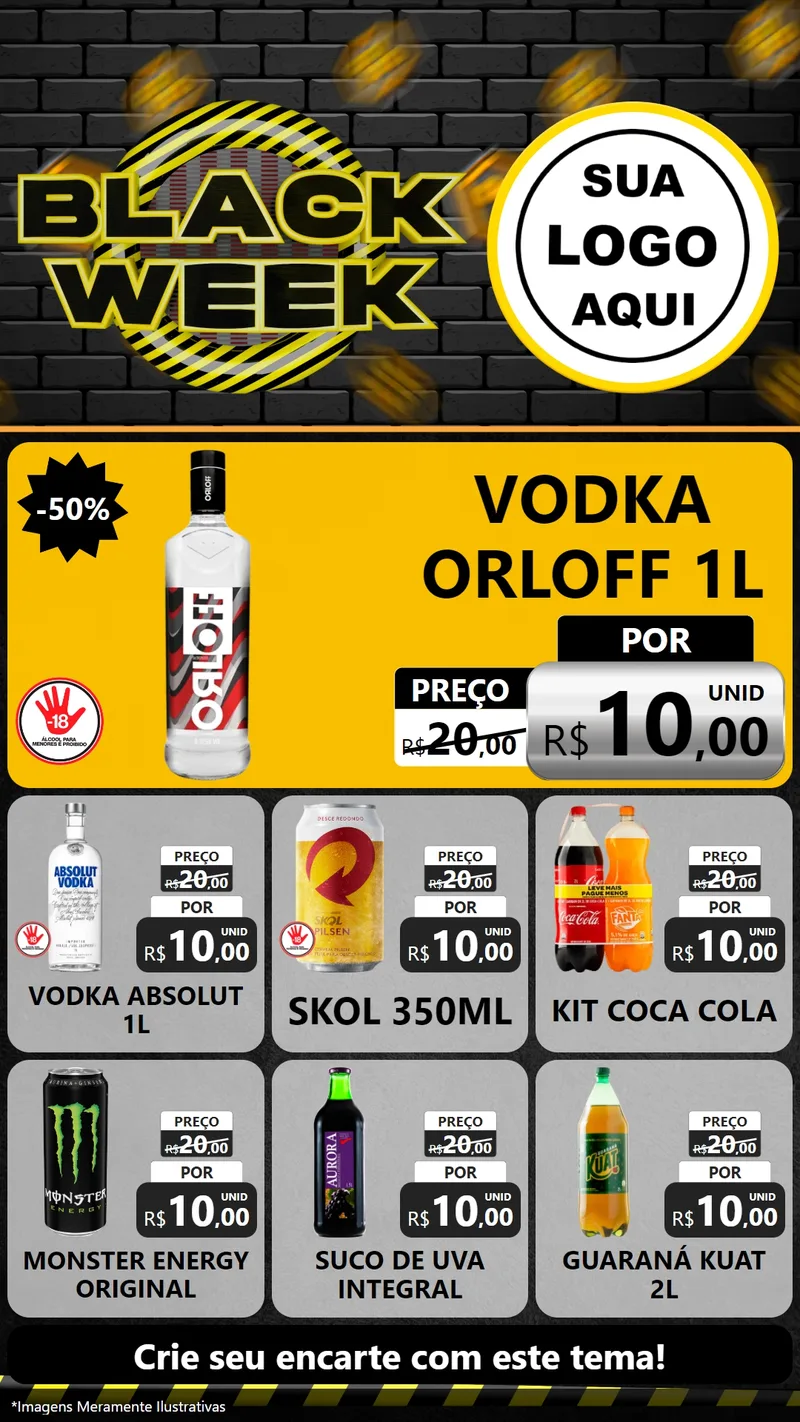 Modelo de Rede Social para Stories com o tema Black Week para Distribuidora de bebidas
