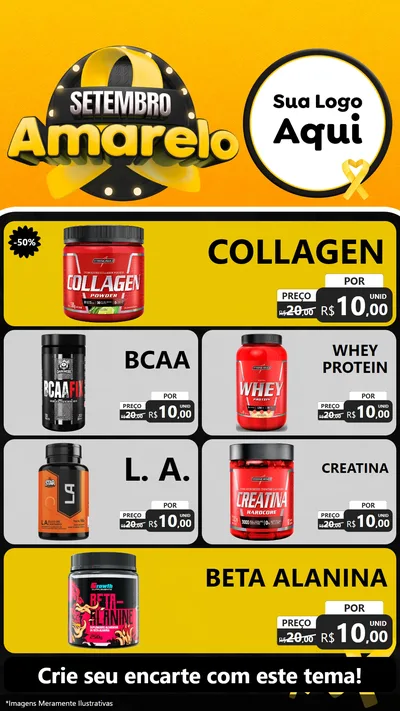 Modelo de TV para TV Vertical com o tema Setembro Amarelo para Suplementos alimentares
