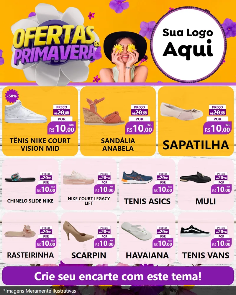 Modelo de Rede Social para Feed Instagram com o tema Ofertas Da Primavera para Calçados