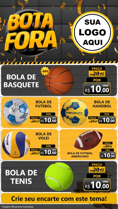Modelo de TV para TV Vertical com o tema Bota Fora para Artigos Esportivos