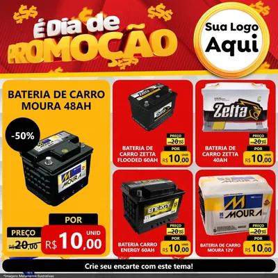 Modelo de Rede Social para Feed Facebook com o tema É Dia De Promoção para Baterias Elétricas