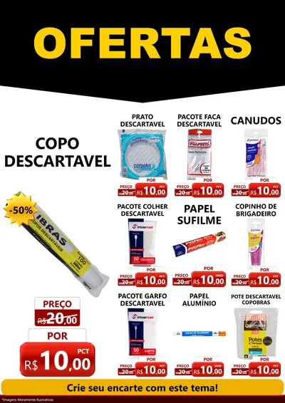 Modelo de Encarte para Encarte A4 Vertical com o tema Ofertas Preto e Vermelho Cartaz para Embalagens