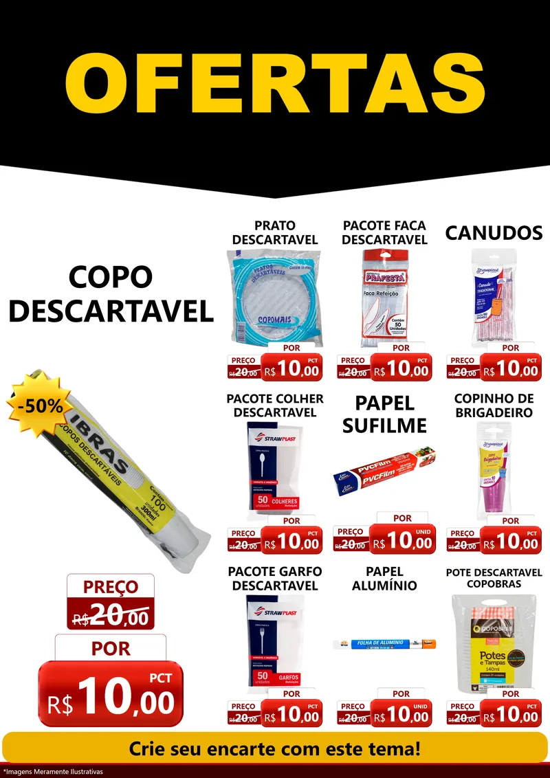 Modelo de Encarte para Encarte A4 Vertical com o tema Ofertas Preto e Vermelho Cartaz para Embalagens