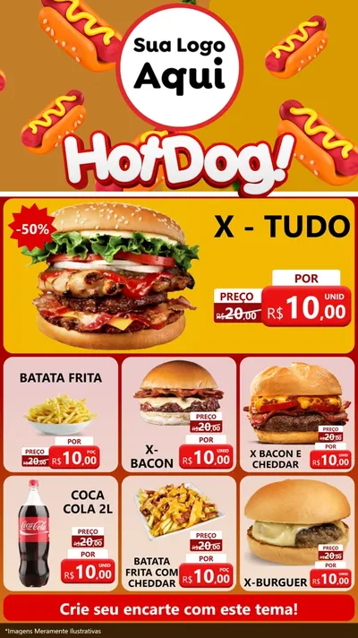 Modelo de Rede Social para Stories com o tema Hot Dog para Hamburgueria