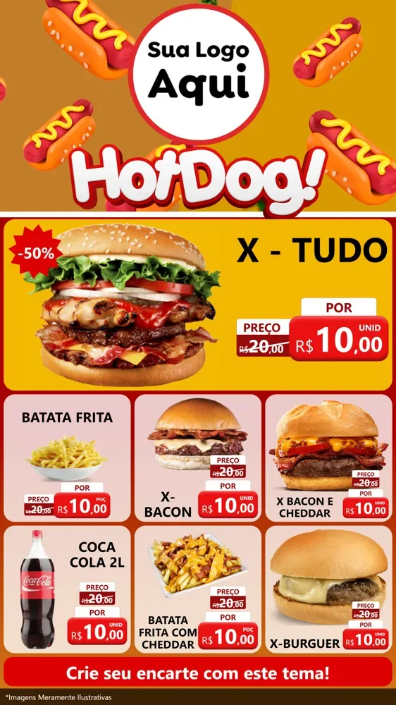 Modelo de Rede Social para Stories com o tema Hot Dog para Hamburgueria