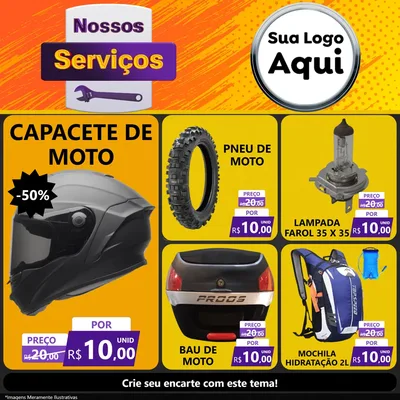 Modelo de Rede Social para Feed Facebook com o tema Nossos Serviços para Moto peças