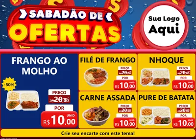 Modelo de Encarte para Encarte A4 Horizontal com o tema Sabadão de Ofertas para Restaurante