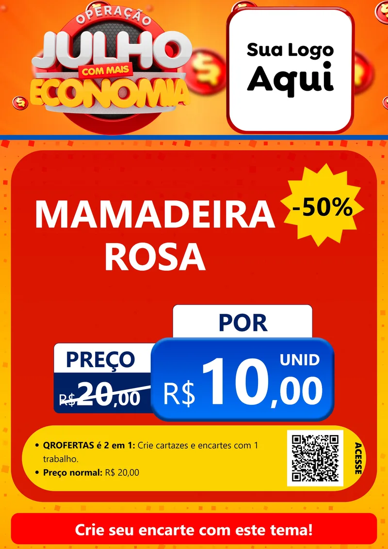 Modelo de Cartaz para Cartaz A4 Vertical com o tema Operação Julho Com Mais Economia para Bebês