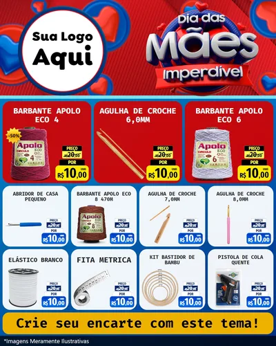 Modelo de Rede Social para Feed Instagram com o tema Dia Das Mães Imperdível para Armarinho e Aviamentos
