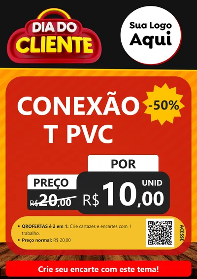 Modelo de Cartaz para Cartaz A4 Vertical com o tema Dia do Cliente para Tubos e conexões
