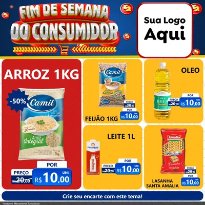 Modelo de Rede Social para Feed Facebook com o tema Fim de Semana do Consumidor para Supermercado