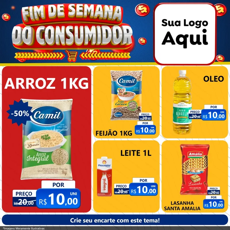 Modelo de Rede Social para Feed Facebook com o tema Fim de Semana do Consumidor para Supermercado