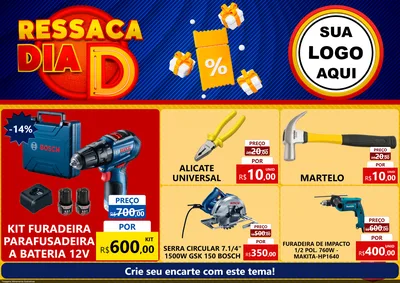 Modelo de Encarte para Encarte A4 Horizontal com o tema Ressaca Dia D para Maquinas e Ferramentas