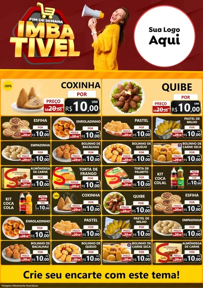 Modelo de Encarte para Encarte A4 Vertical com o tema Fim de Semana Imbatível para Salgadaria