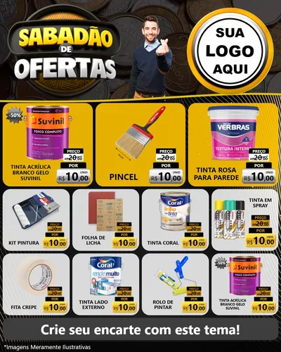Modelo de Rede Social para Feed Instagram com o tema Sabadão de Ofertas para Tintas e Ferramentas