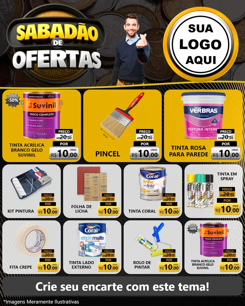 Modelo de Rede Social para Feed Instagram com o tema Sabadão de Ofertas para Tintas e Ferramentas