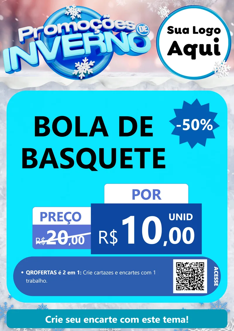 Modelo de Cartaz para Cartaz A4 Vertical com o tema Promoções de Inverno para Artigos Esportivos