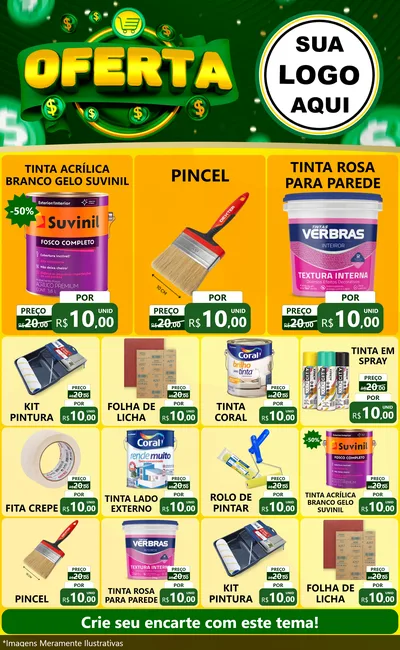 Modelo de Encarte para Encarte Grande com o tema Oferta para Tintas e Ferramentas