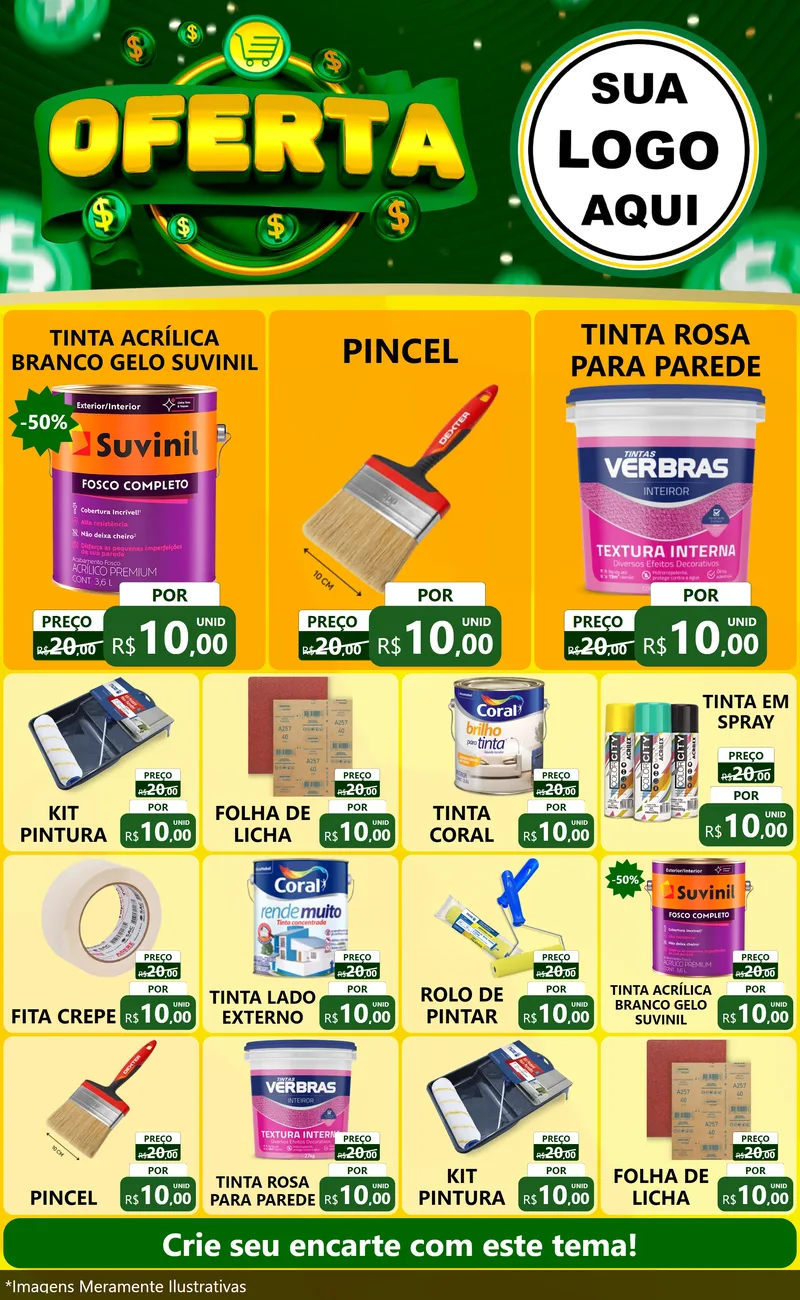 Modelo de Encarte para Encarte Grande com o tema Oferta para Tintas e Ferramentas