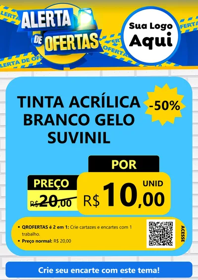 Modelo de Cartaz para Cartaz A4 Vertical com o tema Alerta de Ofertas para Tintas e Ferramentas