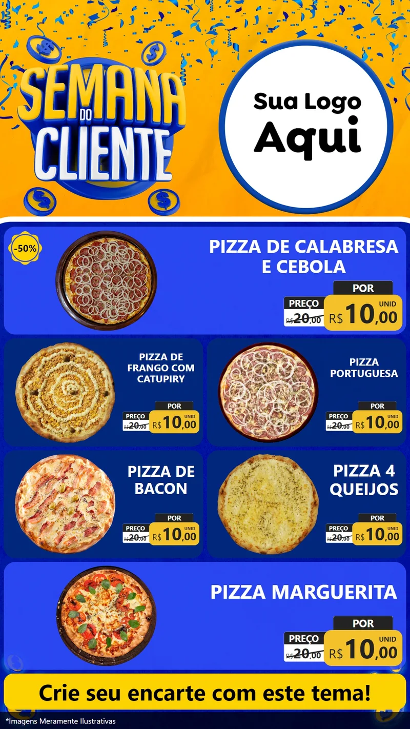 Modelo de TV para TV Vertical com o tema Semana do Cliente para Pizzaria